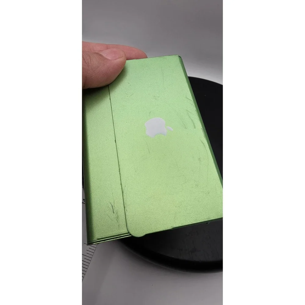 Apple Aluminum Business Card Holder Case Lime Green Anodized Logo Collectible